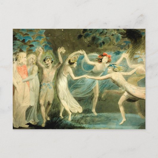 William Blake Oberon, Titania en Puck met Fairie Briefkaart (Voorkant)