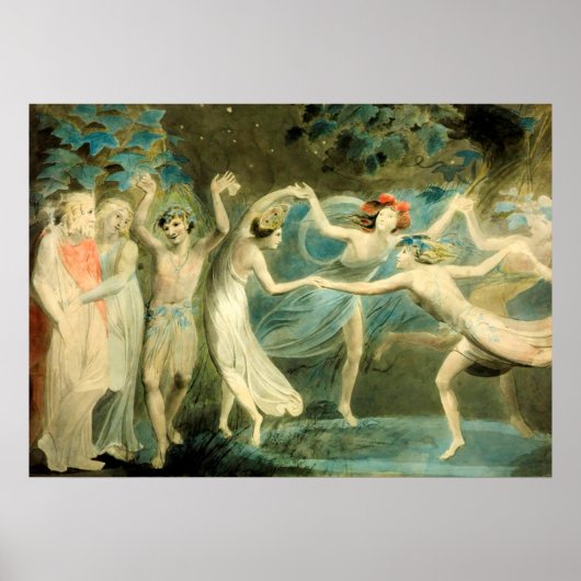 William Blake Oberon, Titania en Puck met Fairie Poster (Voorkant)