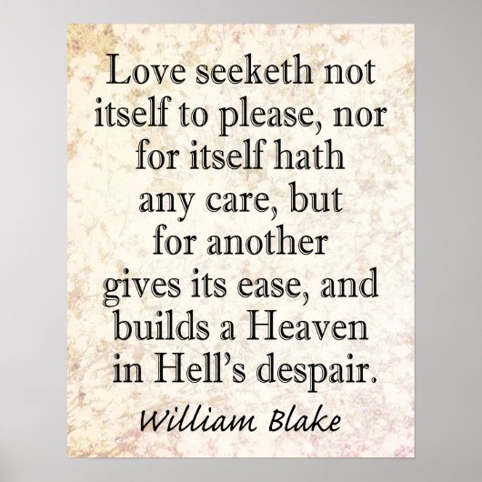 William Blake Quote - Heaven in Hell's Despair Poster (Voorkant)