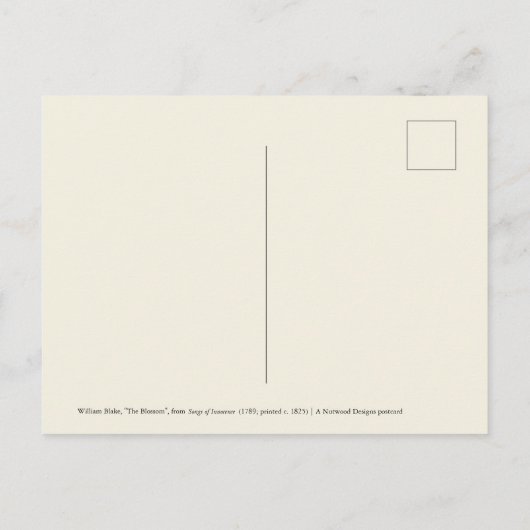 William Blake "The Blossom" Briefkaart (Achterkant)
