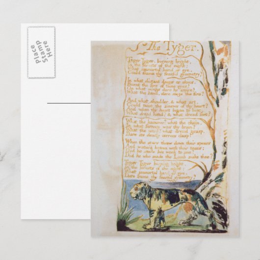 William Blake | The Tyger, van Sangen of Innocence Briefkaart (Voorkant / Achterkant)