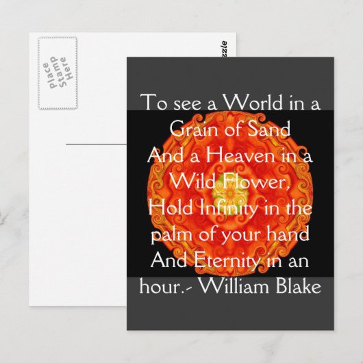 William Blake "World in a Grain of Sand" citaat Briefkaart (Voorkant / Achterkant)