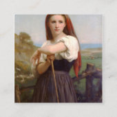 William Bouguereau Shepherdess Vierkante Visitekaartje (Voorkant)