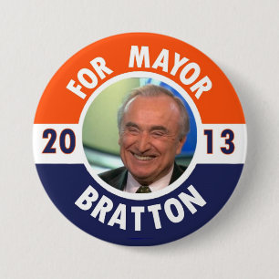 William Bratton voor de burgemeester van NYC in 20 Ronde Button 7,6 Cm