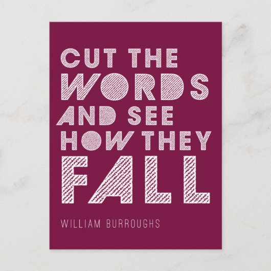 William Burroughs 'Cut the Words' schrijft Briefka Briefkaart (Voorkant)