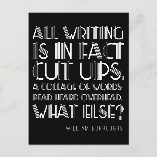 William Burroughs "Cut Ups" Schrijven Briefkaart (Voorkant)