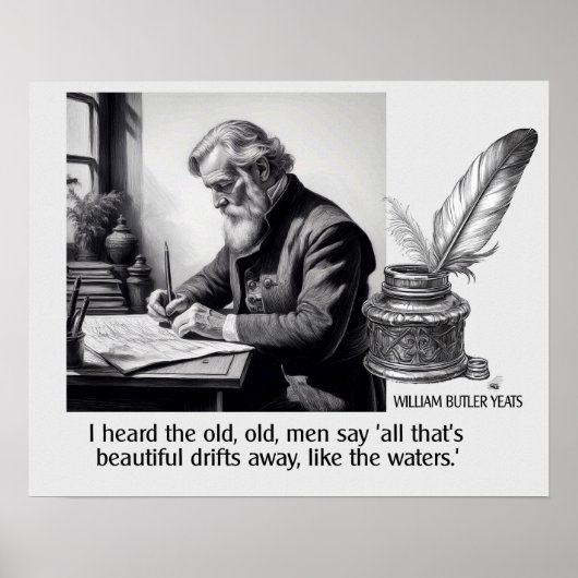 William Butler Yeats Beauty Quote Poster (Voorkant)