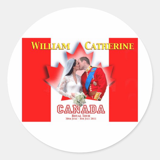 William & Catherine Canada Royal Tour Commemoratio Ronde Sticker (Voorkant)