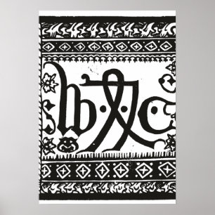William Caxton Printer's Device Houtsnede, Zwart Poster