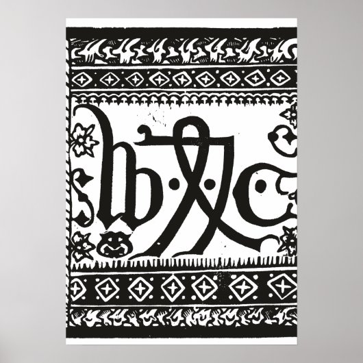 William Caxton Printer's Device Houtsnede, Zwart Poster (Voorkant)