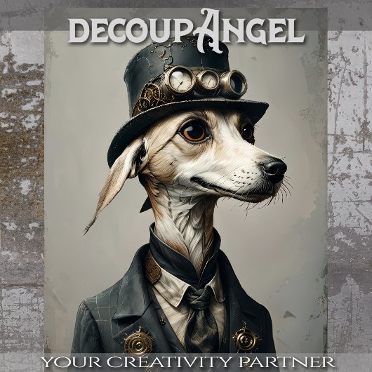 William - Dapper Hond met Pet ​​- Decoupage - Tissuepapier