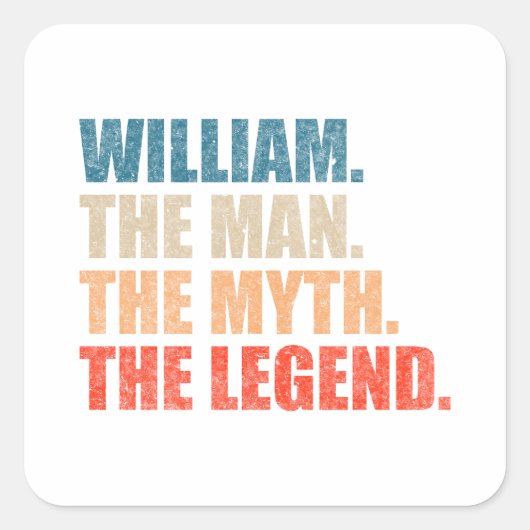 William De Man De Mythe De Legende Vierkante Sticker (Voorkant)