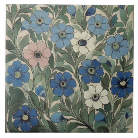 William De Morgan Bloemen Tegeltje (Voorkant)