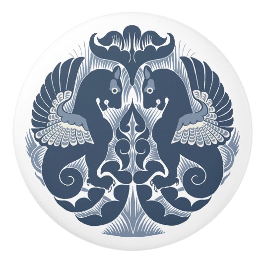 William De Morgan Blue Griffins Keramische Greep (Voorkant)