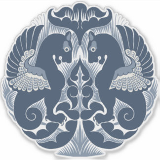 William De Morgan Blue Griffins Vinyl Sticker