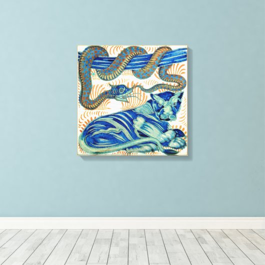 William de Morgan de tijger en het slangendoek Canvas Afdruk (Insitu (Houten vloer))