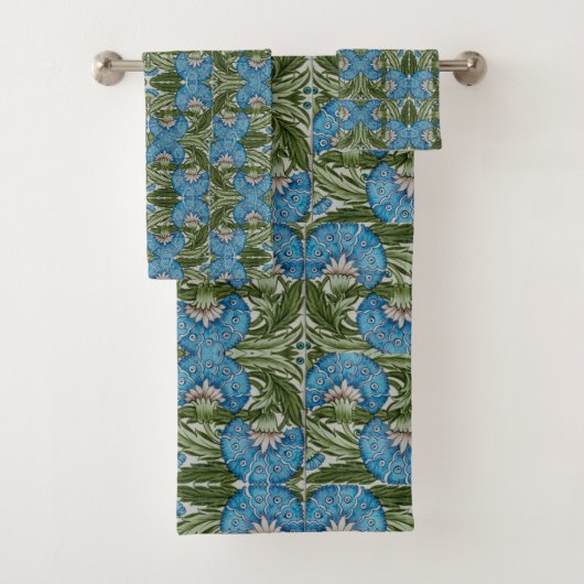 William De Morgan Flower Motifs Blue Bad Handdoek (Insitu)