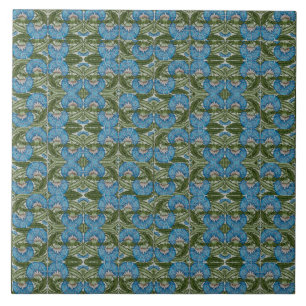 William De Morgan  Flower Motifs Blue Tegeltje