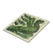 WIlliam De Morgan Groen Zee Leeuw Vis Keramische T Tegeltje (Zijkant)