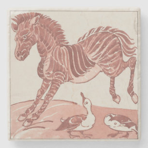 William De Morgan - Kicking Zebra Stenen Onderzetter
