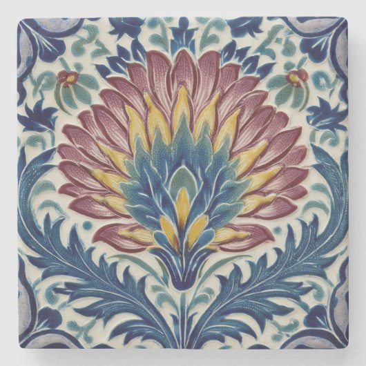 William De Morgan Oriental Flower Stenen Onderzetter (Voorkant)