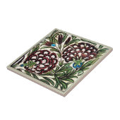 William * De Morgan Paarse Bloemen Groene Bladeren Tegeltje (Zijkant)