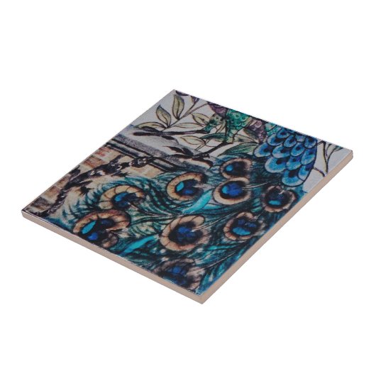 William De Morgan - Peacock - Tegel 2 van 3 Tegeltje (Zijkant)