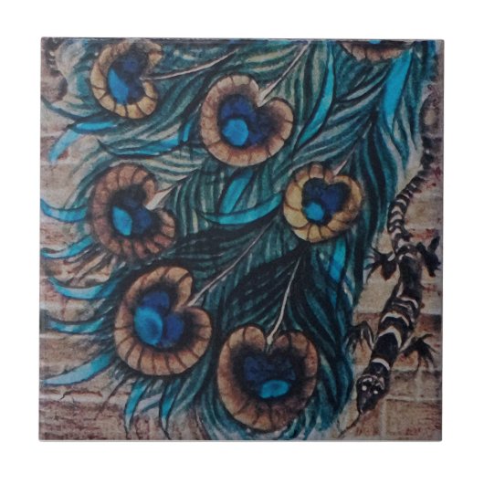 William De Morgan - Peacock - Tegel 3 van 3 Tegeltje (Voorkant)