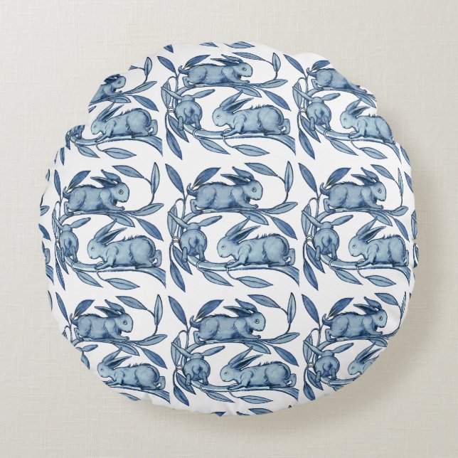 William De Morgan Rabbits Cushions Rond Kussen (Voorkant)