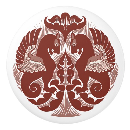 William De Morgan Red Griffins Ceramic Pull Keramische Knop (Voorkant)