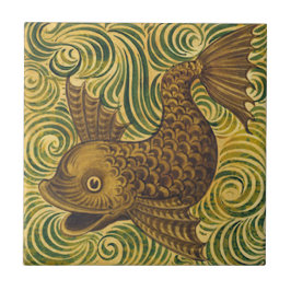 William De Morgan Repro Dolphin Tile (naar links g Tegeltje