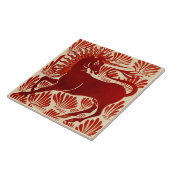 William De Morgan Repro Red Unicorn Tegeltje (Zijkant)