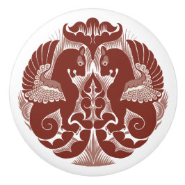 William De Morgan Rode Griffioenen Keramische Trek Knop