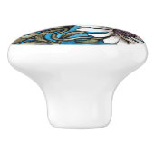 William * De Morgan Sprig of Flowers White Blauwgr Keramische Knop (Zijkant)