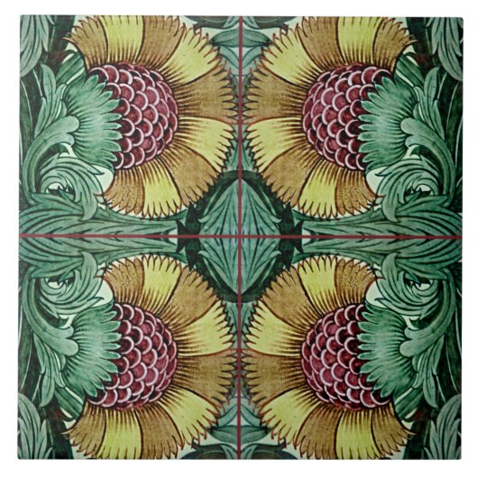 William De Morgan Victoriaans Ceramics Tegeltje (Voorkant)