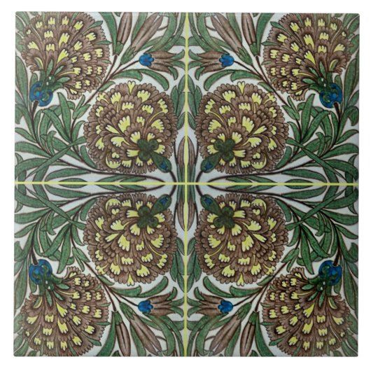 William De Morgan Victoriaans Ceramics Tegeltje (Voorkant)