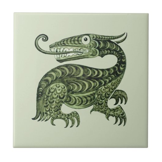 William De Morgan's Jabberwock Tegeltje (Voorkant)