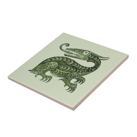 William De Morgan's Jabberwock Tegeltje (Zijkant)