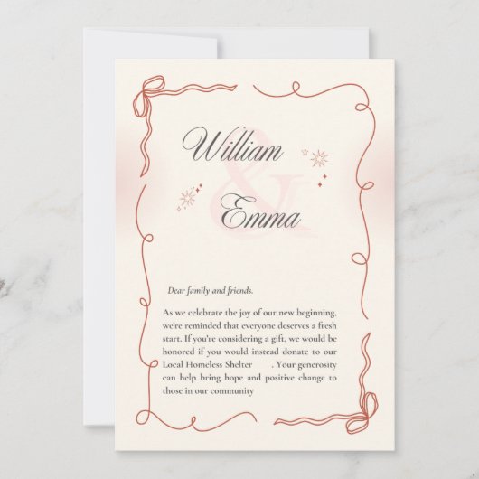 "William & Emma's Hartelijke Trouwkaart Kaart (Voorkant)
