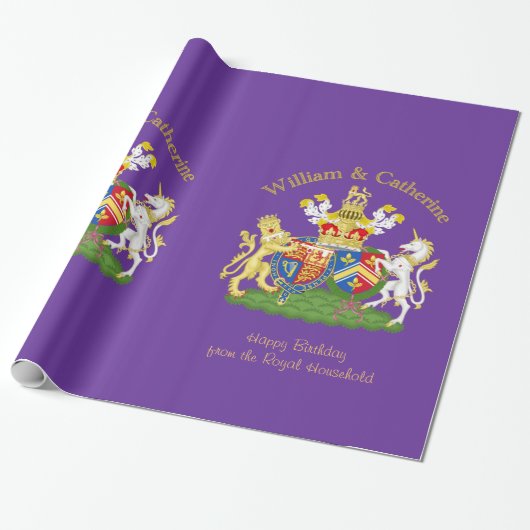 William en Catherine Royal Coat of Arms Cadeaupapier (Uitgerold)