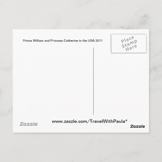 William en Kate USA Briefkaart (Achterkant)