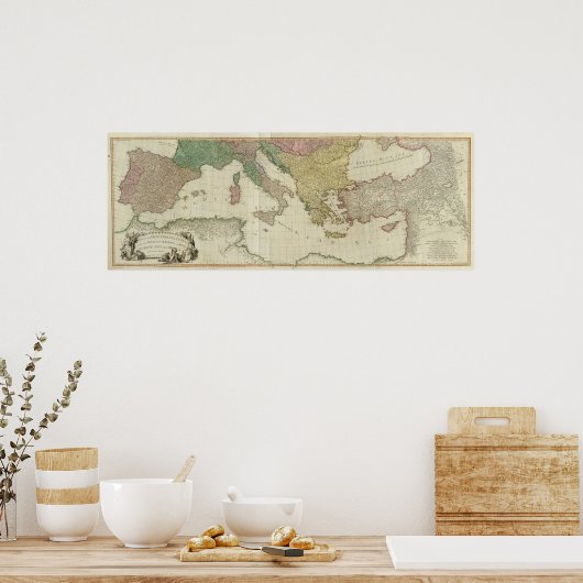 William Faden Mediterranean Map Poster (Keuken)