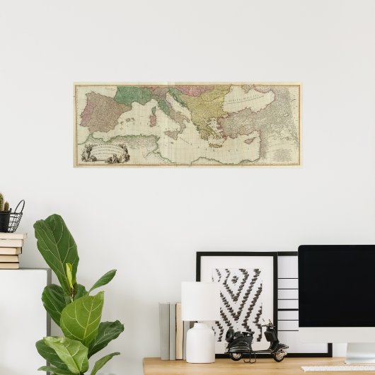 William Faden Mediterranean Map Poster (Thuiskantoor)
