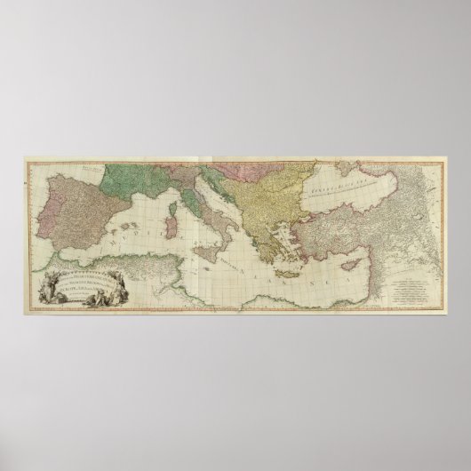 William Faden Mediterranean Map Poster (Voorkant)