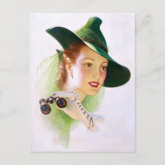 William Fulton Soare: Vrouw met binoculair Briefkaart (Voorkant)