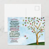 William Gladstone Inspirerend quote "Happiness" Briefkaart (Voorkant / Achterkant)