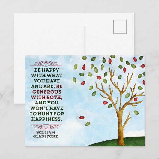 William Gladstone Inspirerend quote "Happiness" Briefkaart (Voorkant / Achterkant)