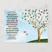 William Gladstone Inspirerend quote "Happiness" Briefkaart (Voorkant)
