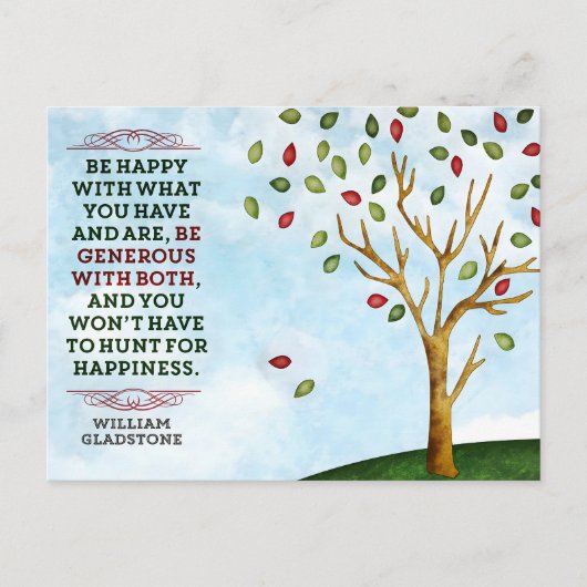 William Gladstone Inspirerend quote "Happiness" Briefkaart (Voorkant)