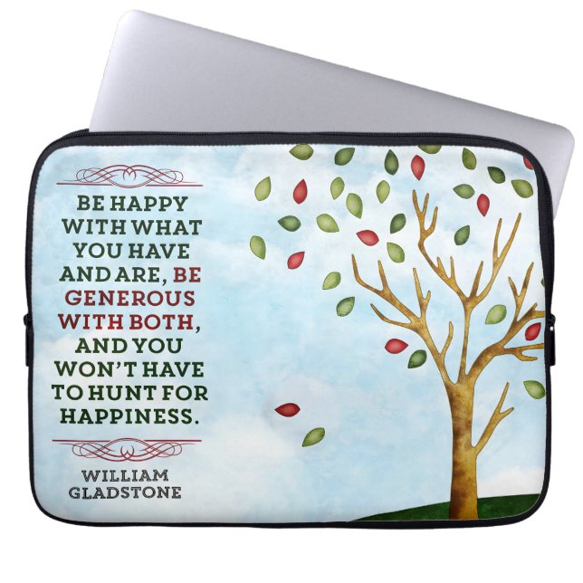 William Gladstone Inspirerend quote "Happiness" Laptop Sleeve (Voorkant)
